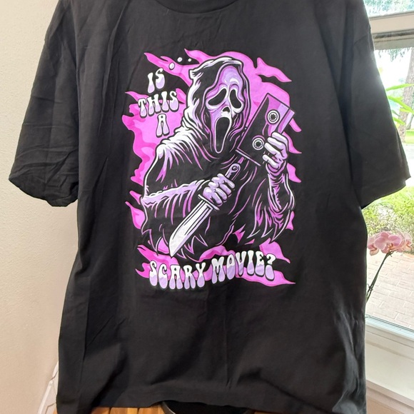 Ghost Face Other - Ghost Face Shirt Mens XL Black Is This A Scary Movie Scream VHS Horror Halloween